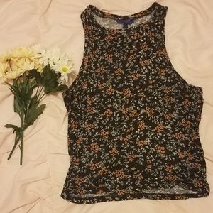 Black floral tank top